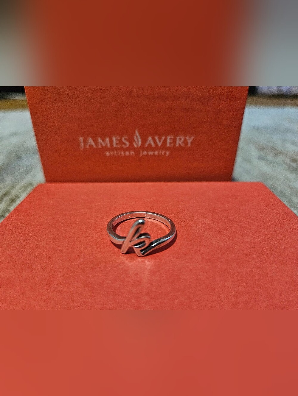 James Avery Sterling Initial 'k' Script Ring Size 7